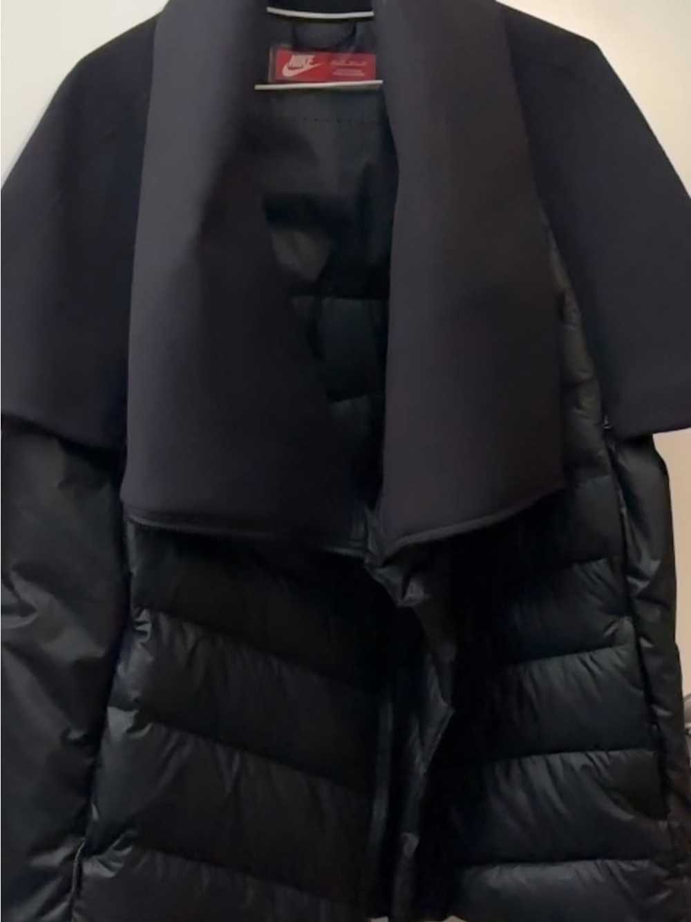 Nike Women’s Black Puffer Jacket with Shawl Collar